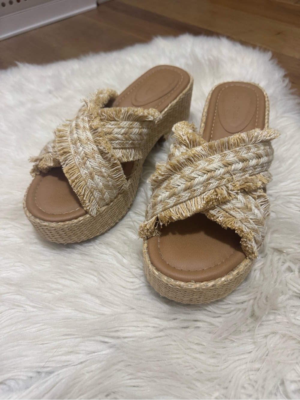 Universal Thread Braided Fringe Espadrille Wedge - Tan